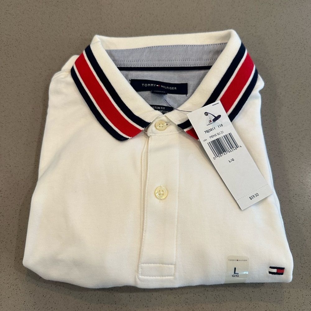 Brand New With Tags! Tommy Hilfiger White Short Sleeve Polo Men's Size Large